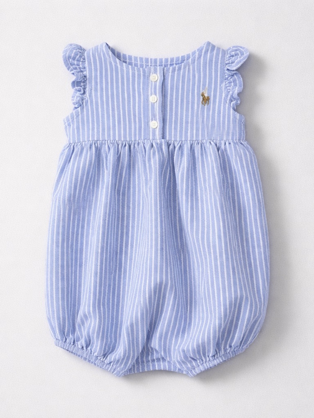 Ralph Lauren  blue and white stripe bubble romper size Newborn